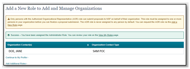 Role assignment confirmation